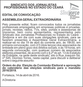 anuncio - ASSEMBLEIA GERAL EXTRAORDINÁRIA - Eleição da Comissão Eleitoral 2016